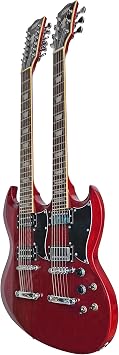 IYV IDN-126 Double-Neck Solid Body Guitar, Trans Red