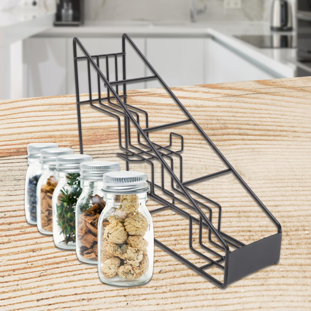 Stainless Steel Syrup Organizer Rack Stepped Sugar Syrup Display Shelf for Coffee Shops and Home Kitchen Sturdy Storage Solution for Condiments and Spices Random Color
