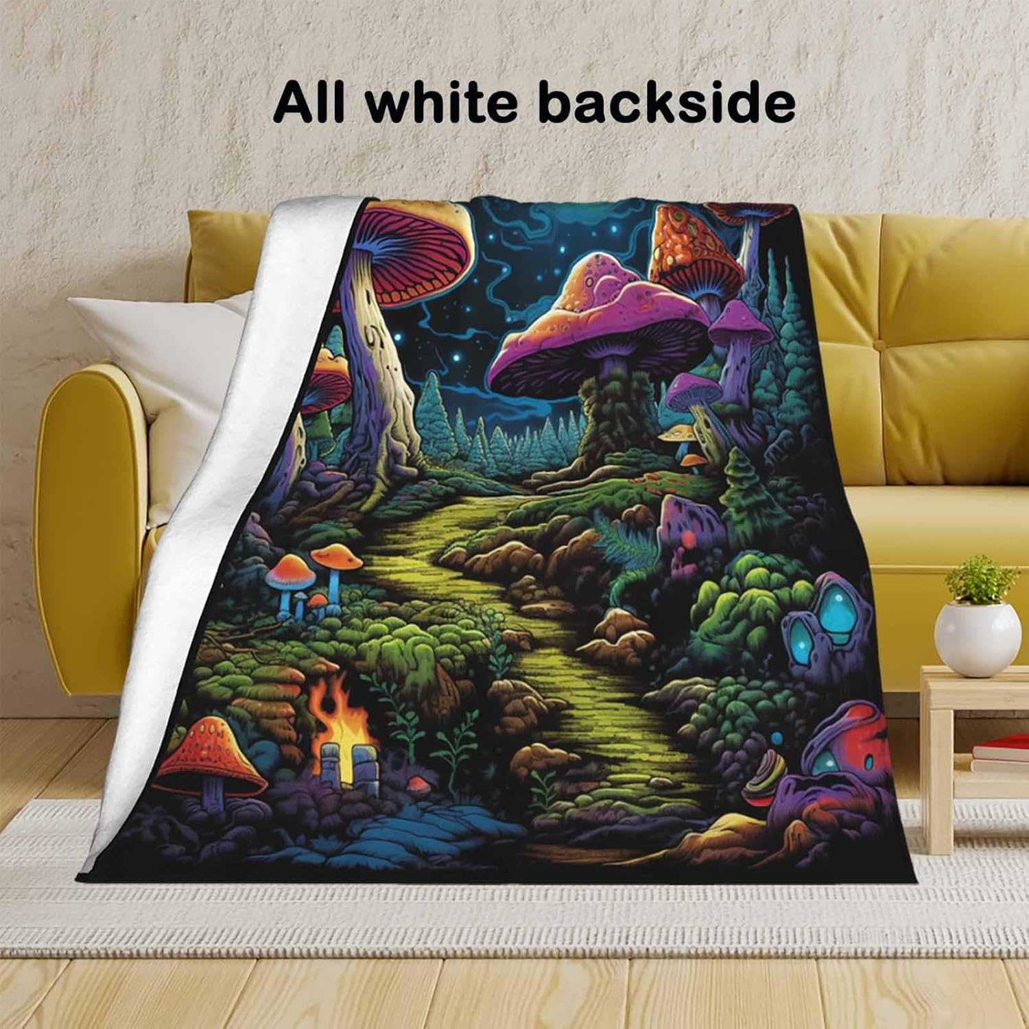 Firmiso Mushroom Throw Blanket, Mushroom Gifts for Women, Soft Novelty Lightweight Fleece Home Decor for Couch, Sofa, Bed and Living Room, 50x60 Inches