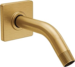 S133BG 8-Inch Standard Shower Arm with Modern Square Flange, Brushed Gold