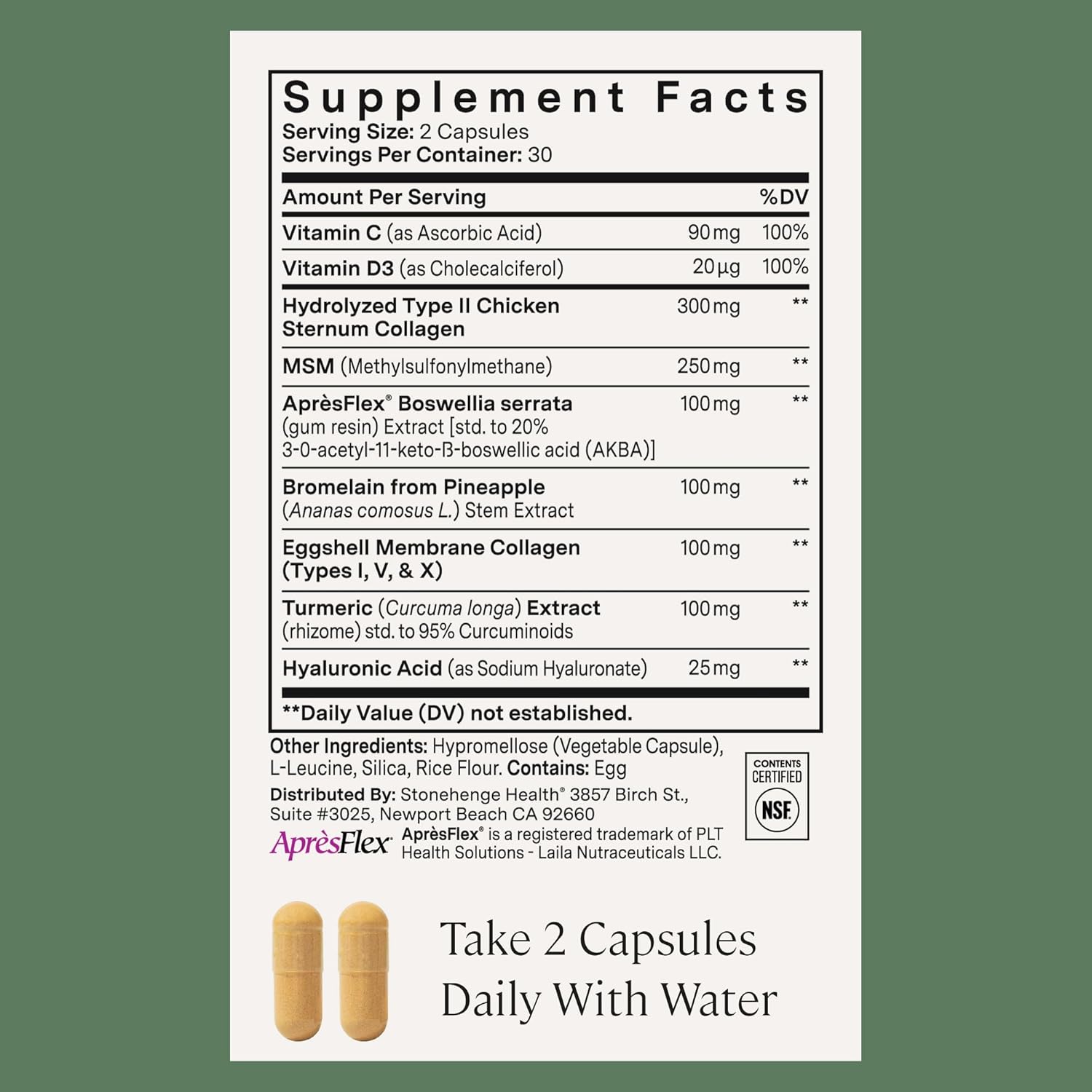 Stonehenge Health Dynamic Joint Health Supplement – Fast-Acting Support with AprèsFlex® Boswellia, MSM, Multi-Type Collagen, Turmeric, Bromelain, Vitamins C & D3 – Supports Joint Comfort – 60 Capsules - Image 7