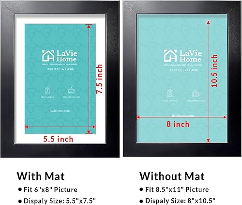 Vista 526 de LaVie Home - Portarretratos de 18 x 24 pulgadas, fotos de 16 x 20 pulgadas con paspartú, de 18 x 24 pulgadas sin paspartú, plexiglás pulido, Negro