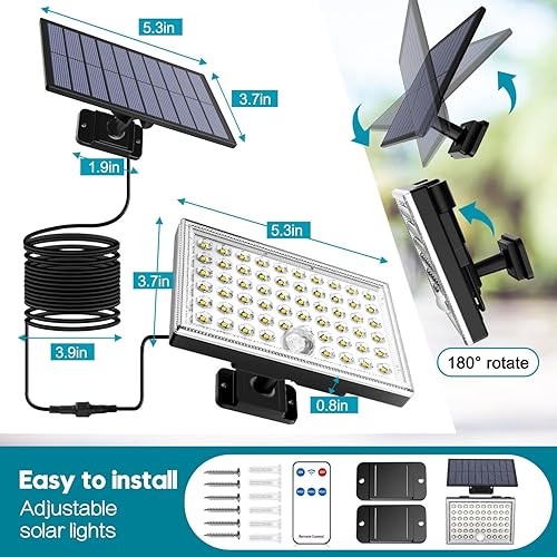 Miniatura 5 de Luces solares para exteriores con sensor de movimiento, luces solares impermeables para pared, puerta, jardín, luces LED brillantes automáticas del