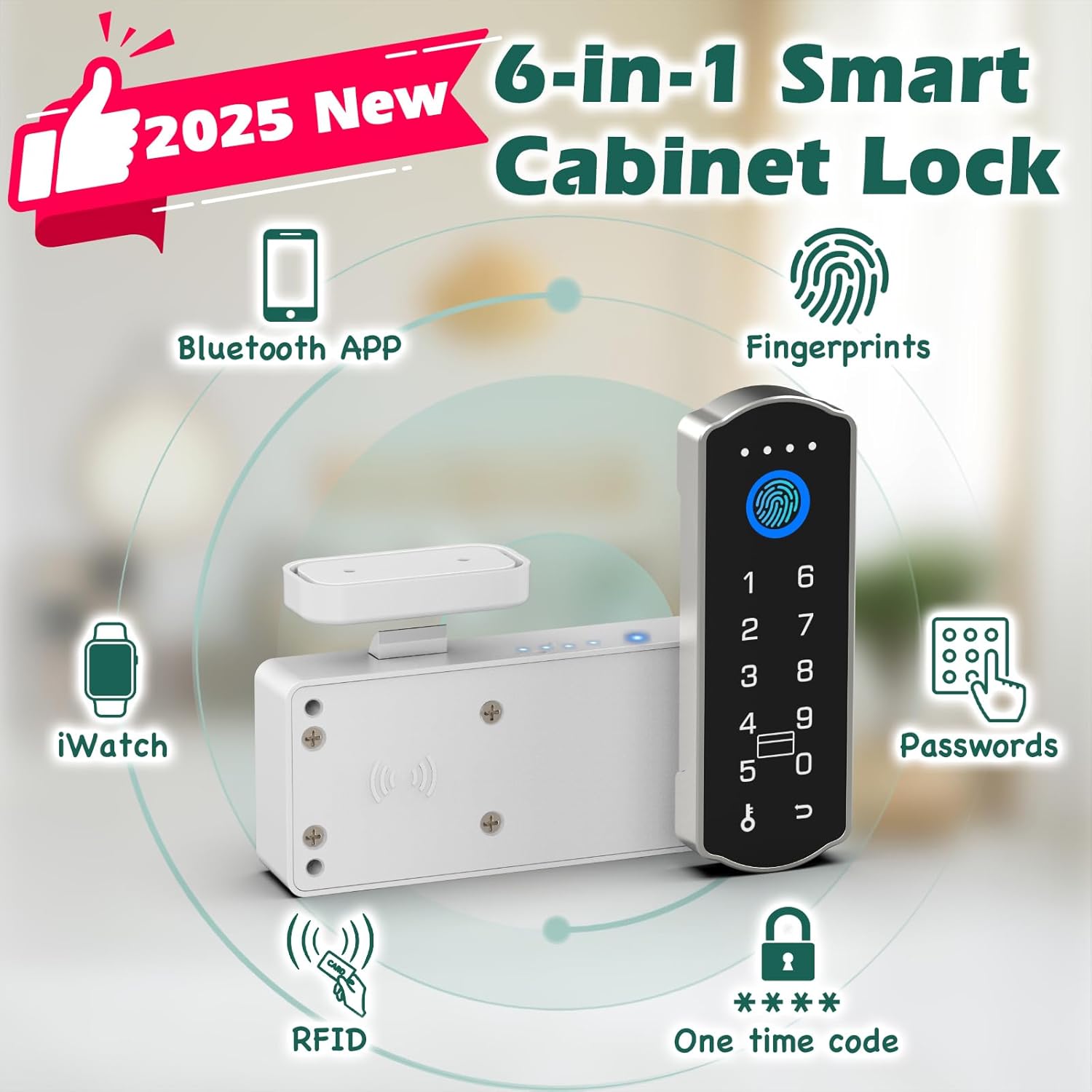 Smart Cabinet Lock, RFID Fingerprint Drawer Lock with Keypad Bluetooth APP, Biometric Electronic Digital Baby Proofing Cabinet Drawer Locks for Kitchen Cupboard Furniture