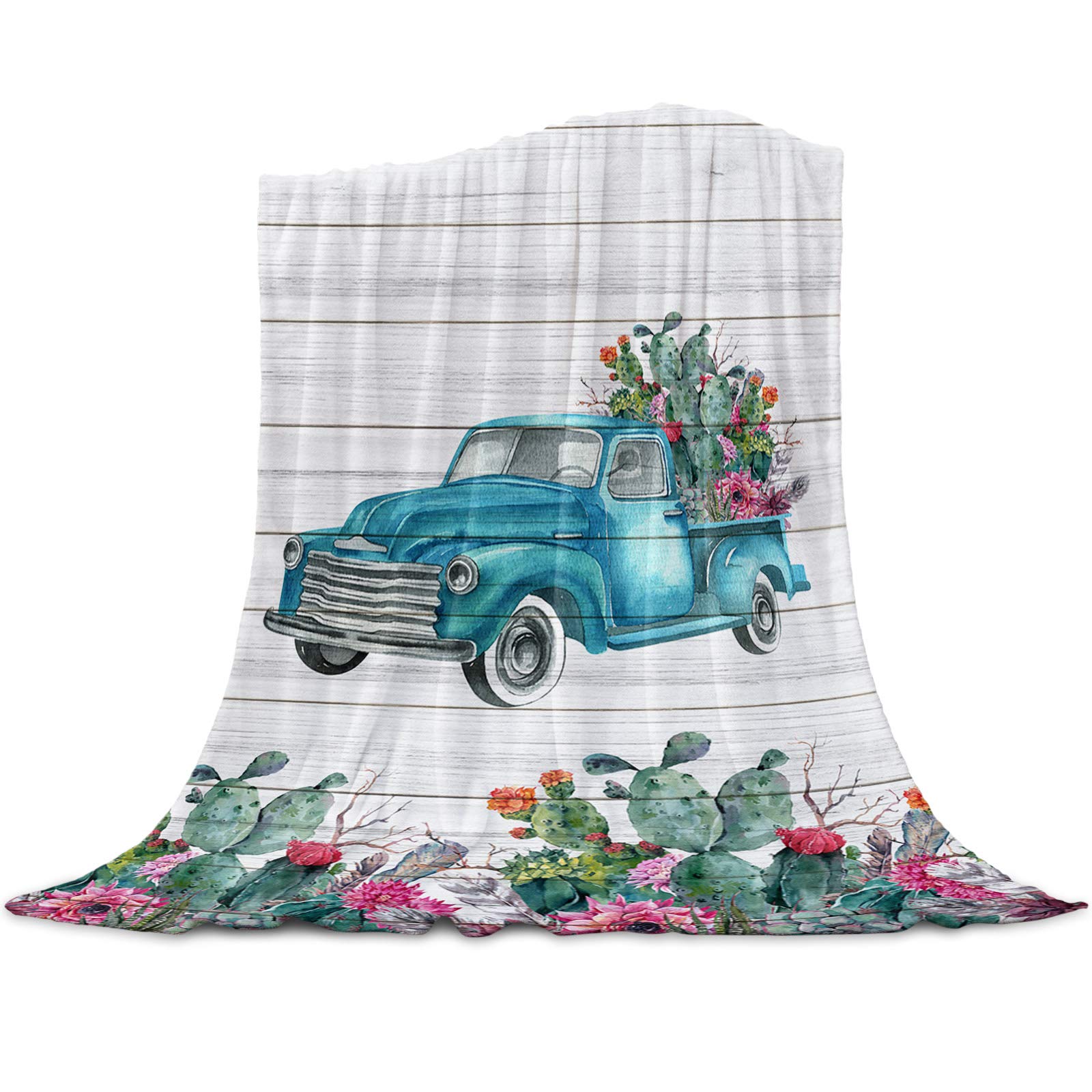 Amazon.com: Artwork Store Lightweight Warm Throw Blanket Vintage Cactus  Truck Summer Car Tropical Plant Flannel Fleece Blankets and Throws, Super  Soft Plush Blanket for Sofa Bed and Couch 50x60 Inch : Home