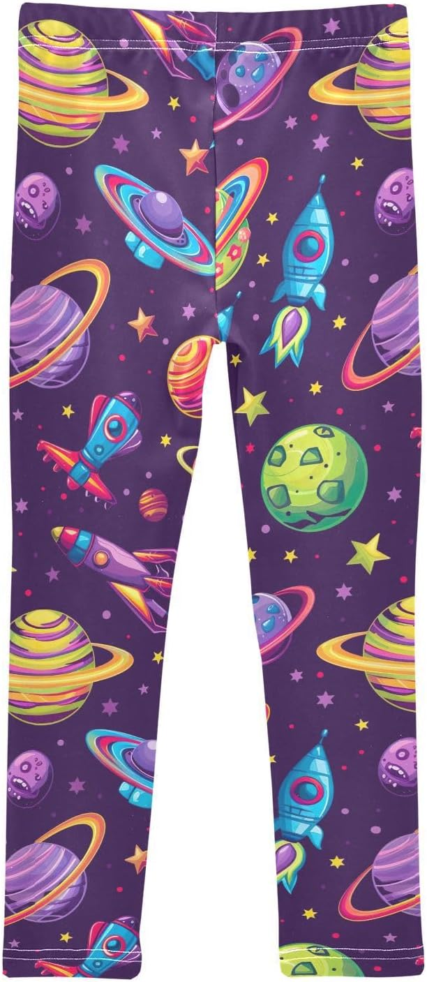 Girls Activewear Leggings Space Planets Purple