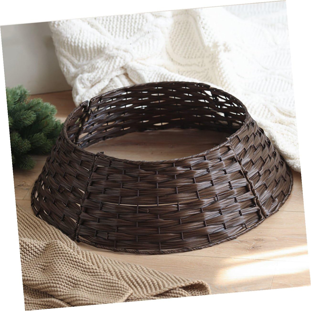 Alipis Gonna Base Resistente Copertura Sotto Albero Riutilizzabile per Interni Ed Esterni Decorazione Natalizia Negozi e Bar Collare Recinto Festivo Marrone Large