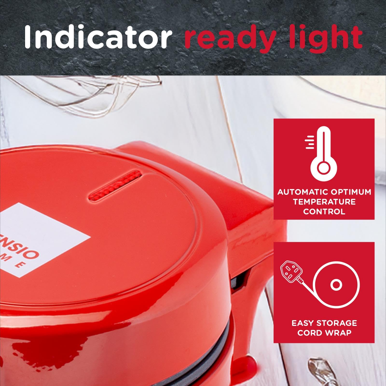 Red Mini Waffle Maker - Make Waffles Fast! -6 Red Mini Waffle Maker - Make Waffles Fast! -6