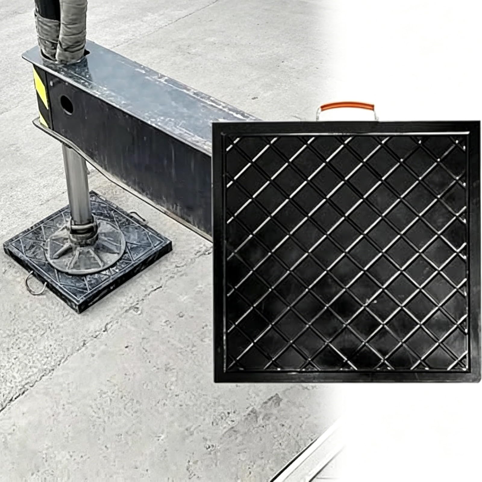 Supports de nivellement de 50 x 50 x 5 cm et cales de calage de protection