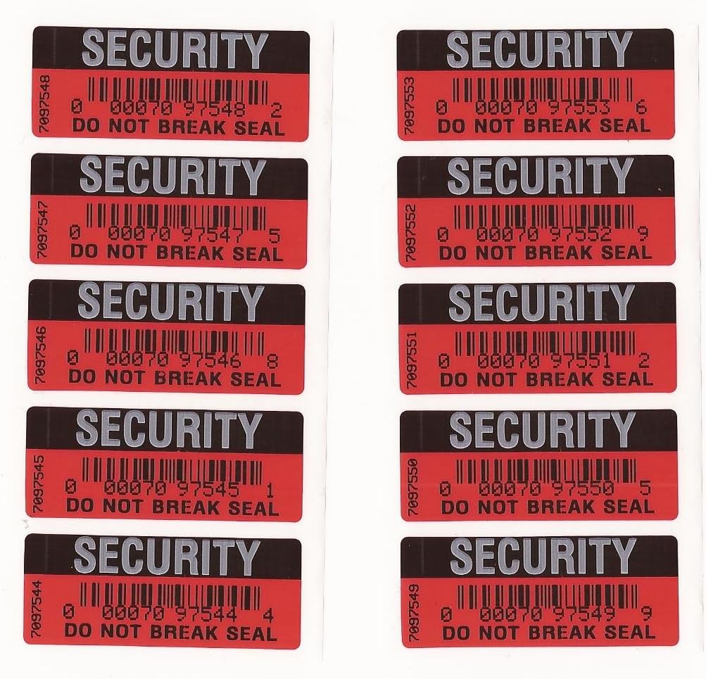Security Stickers Tamper-EVIDENT Warranty Void RED and Black DO NOT Break Seal X 250 Labels