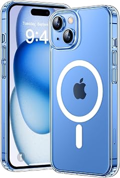 [SARARMAZ] iPhone 15 ile uyumlu Crystal Clear Mika Mag-Safe Emici Şeffaf Kılıf (Şeffaf Magsafe Mika Sararmaz, iPhone 15)