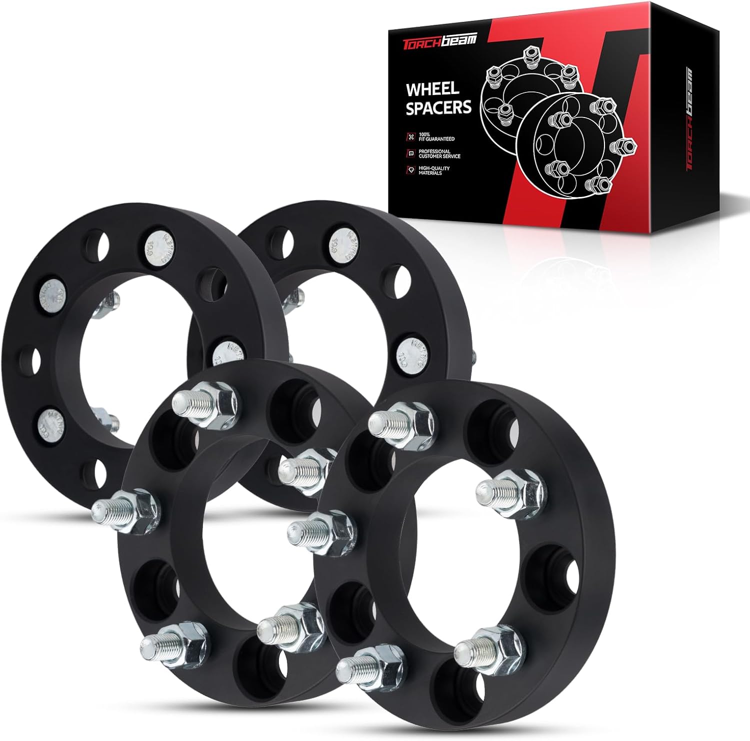 Torchbeam 5x4.75 to 5x4.5 Wheel Adapters 1 inch for 1991-2001 Jimmy, 1982-1990 S15, 1990-1991 S15 Jimmy, 1991-2004 Sonoma, 1991 Syclone, 87.1 Hub Bore & M12x1.5 Studs, Change Bolt Pattern, 4PCS