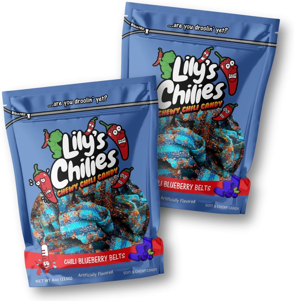 Lilys Chilies, Sour and Chili Chewy Candy (Chili Blueberry Belts)
