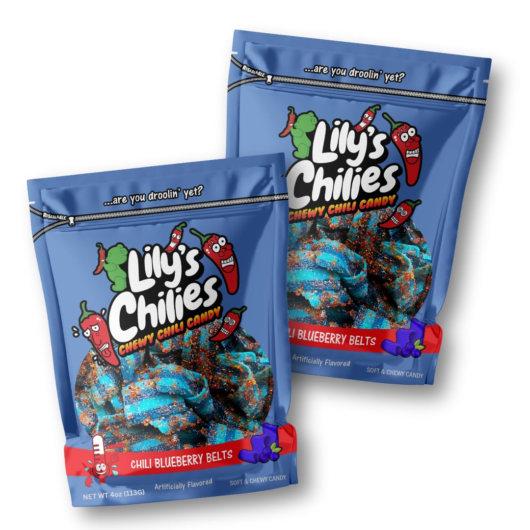 Lilys Chilies, Sour and Chili Chewy Candy (Chili Blueberry Belts)