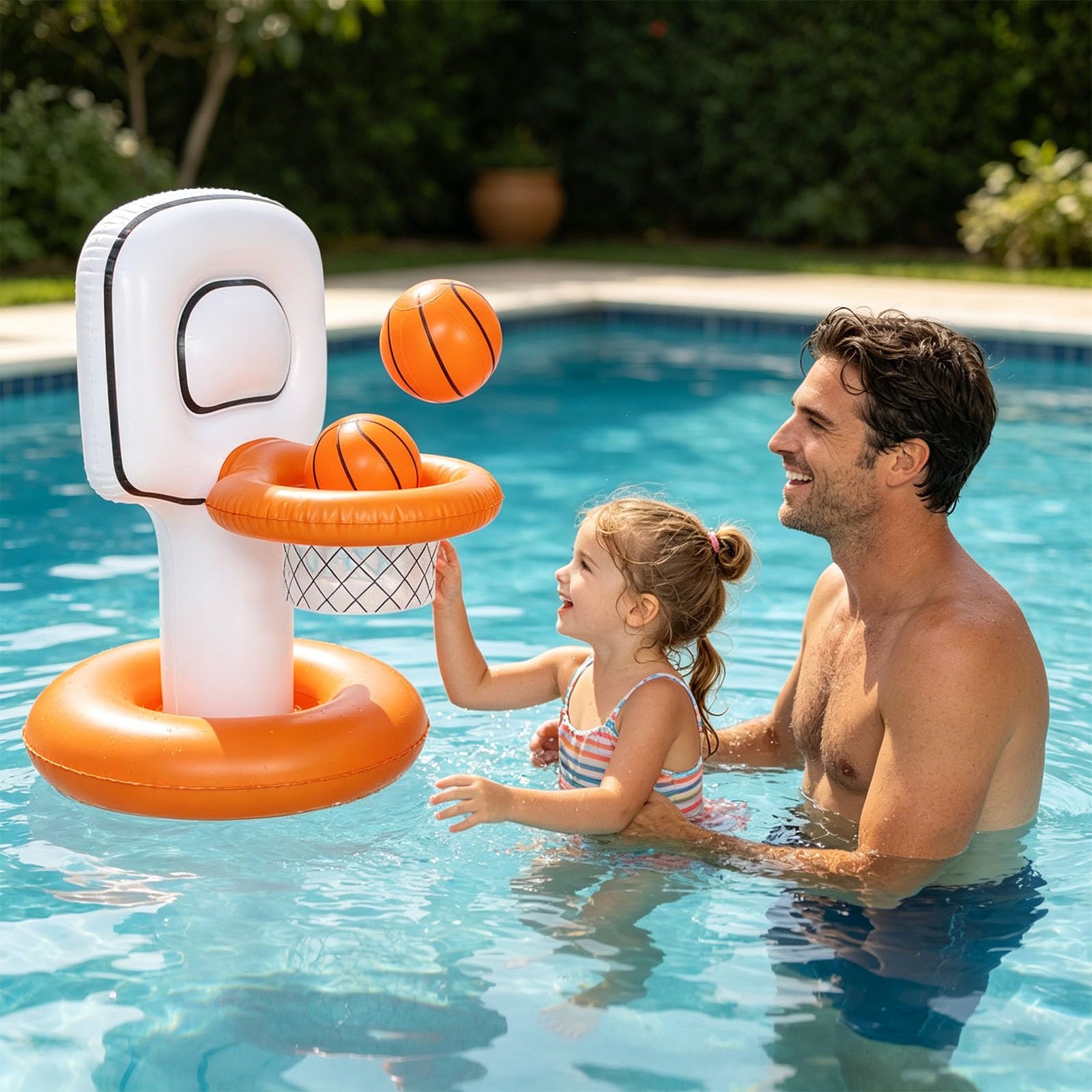 Canestro da basket gonfiabile Set per piscina con base galleggiante in PVC per gioco d'acqua Piscina Obiettivo di basket