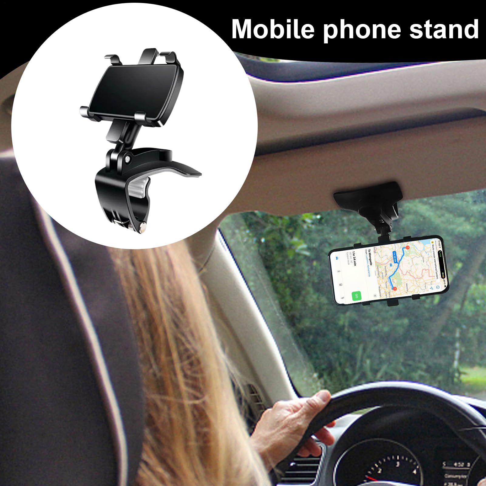 Porta telefono cruscotto auto Auto Antivibrazione | Supporto Per Cellulare Da Applicare Al Parasole 'Auto Per Berlina, SUV, Camion, Rimorchio, Camper, GPS, Navigazione,