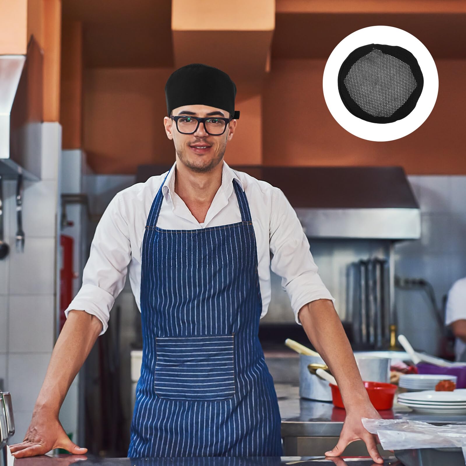 BESPORTBLE 4 Piezas Gorro de Pelo Gorro de Cocinero Gorra de Chef Sombrero de Cocina redecillas para el Cabello Black