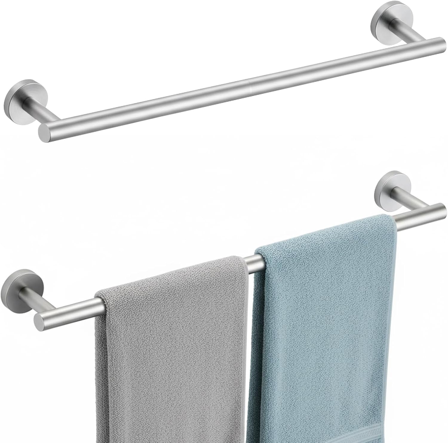 24-Inch 2-Pieces Towel Bars, Stainless Steel Towel Racks for Bathroom Wall Mounted, Brushed Nickel Towel Rod Hanging Bath Towels, Towel Holder Towel Storage with Hardware Accessories