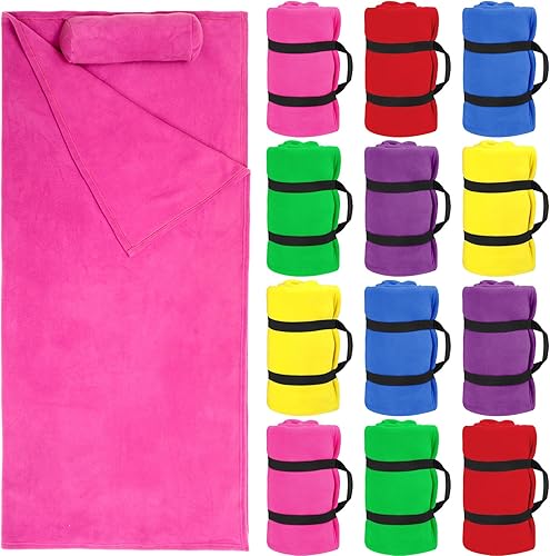 Mixweer - 12 mantas enrollables para niños y niñas, manta suave para niños y niñas, manta suave para niños con correas elásticas, mantas de forro