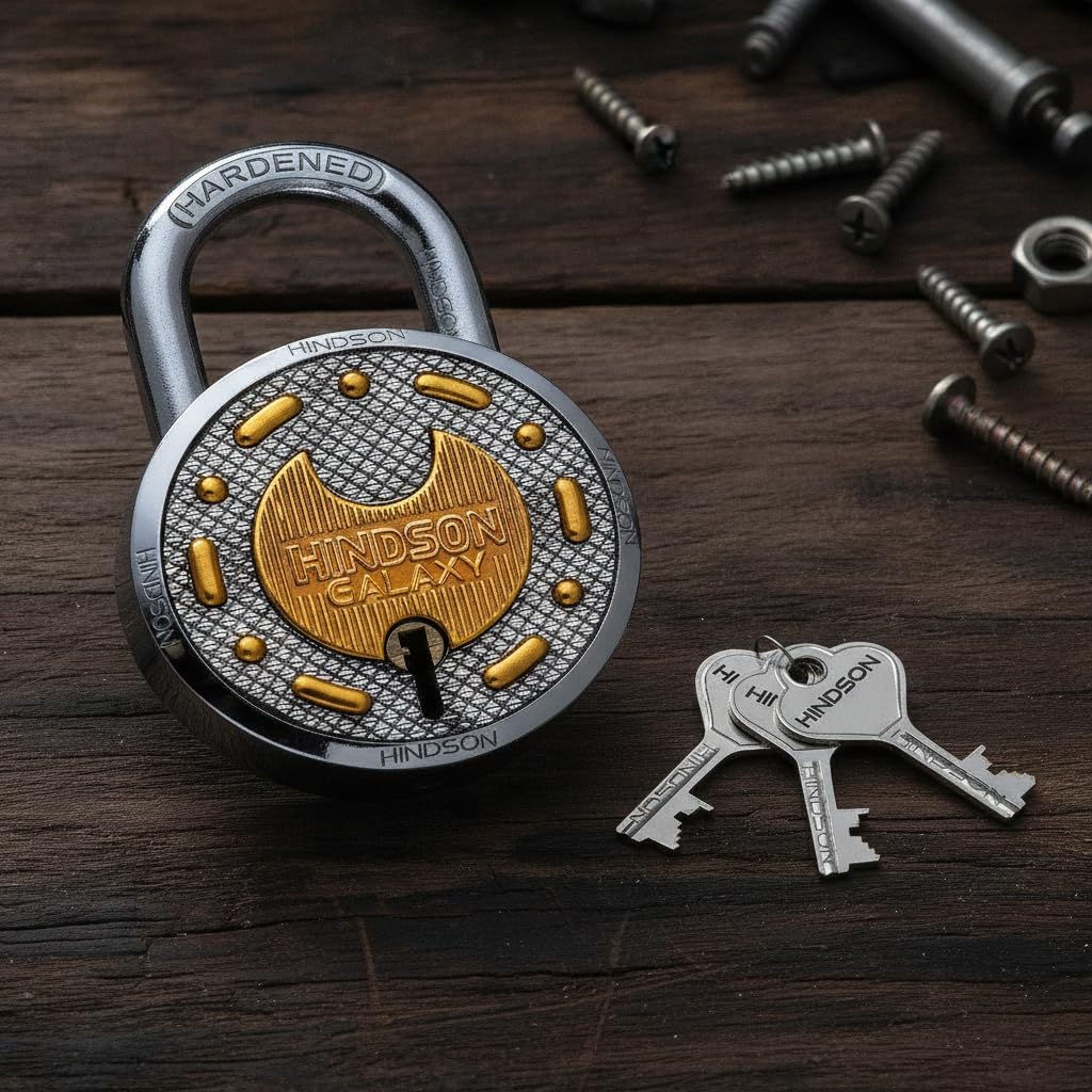Hindson Round 65mm Lock and Key Door Lock for Home, Gate, Shutter | 3 Key 8 Lever Silver Finish | Hardened Pack 1 — Amazon image 9