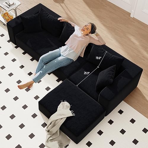 Miniatura 3 de Vamcheer Sofá modular modular con diván, moderno sofá de nube en forma de L con asiento profundo, sofás seccionales para sala de estar, dormitorio,