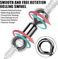 Vista 5 de Alwonder Barril de pesca giratorio de 20 a 50 unidades de aparejos de pesca giratorios de agua dulce y salada, giratorios, resistentes, acero