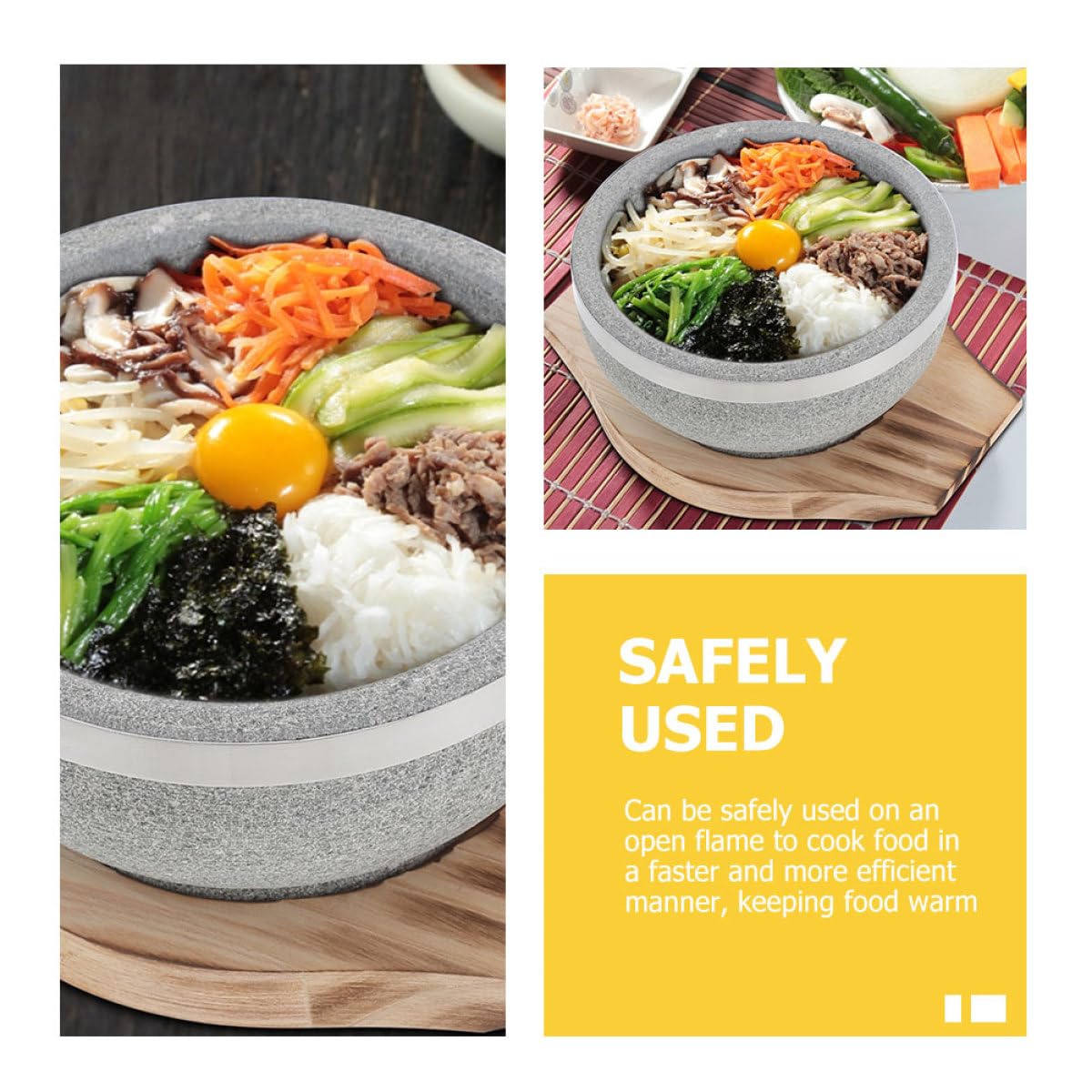 Operitacx Koreanische Steinschale aus Stein mit Hoher Temperaturbeständigkeit und Einfache Reinigung für Bibimbap und Traditionelle Koreanische Gerichte