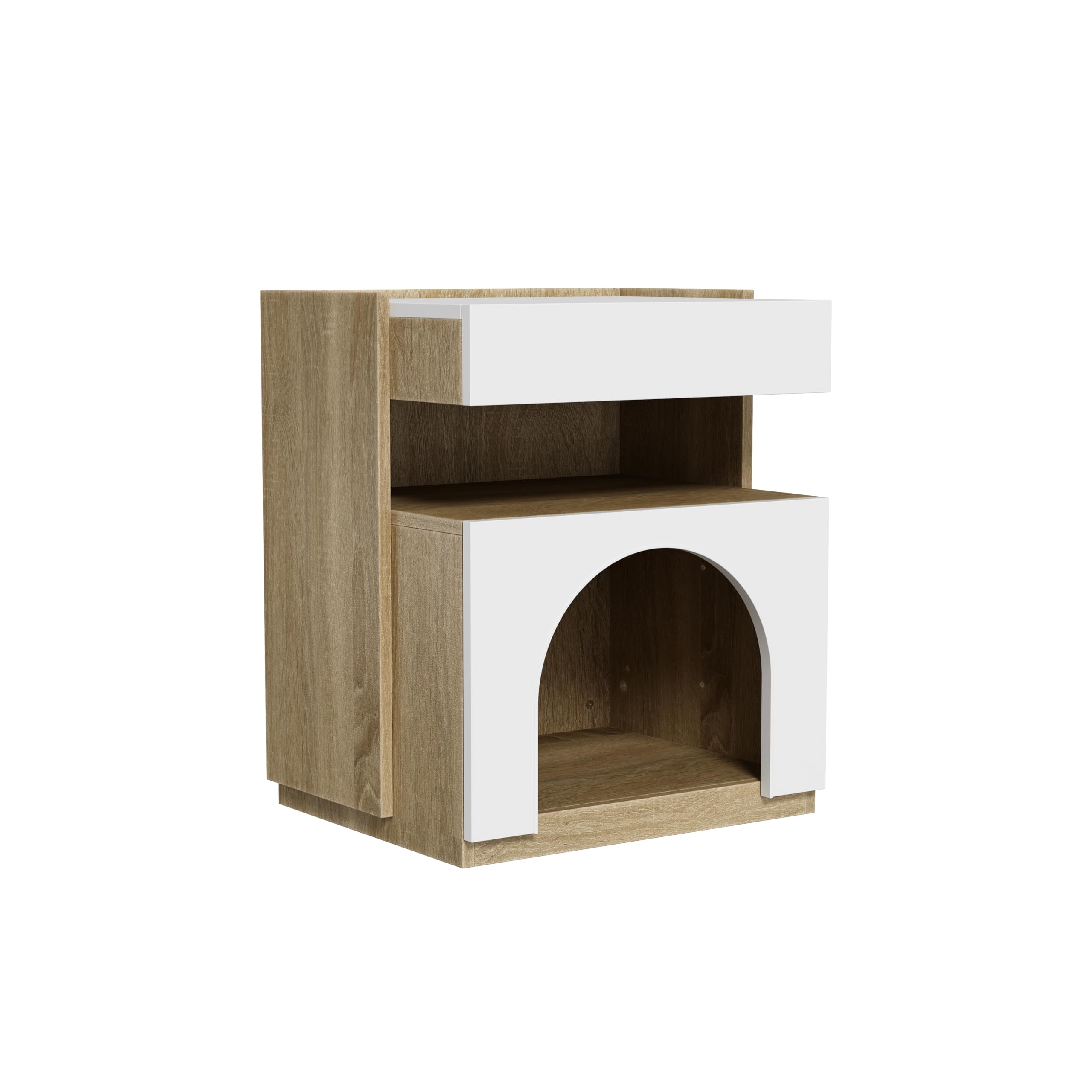 Katzenkäfig Katzenkloschrank mit Katzenhöhle Katzenschrank für Katzentoilette Katzenklo mit 2 Löchern 4 Türen Katzenhaus für Katze Weiß 50x40x58cm