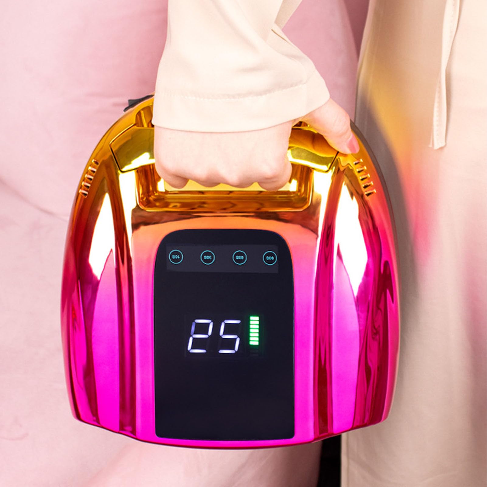 UV Nagellicht, ABS Tragbare Kabellose Nagellampe 96 W mit 42 Lichtchips, Abnehmbare Grundplatte Digitalanzeige Infrarot Sensor UV Härtendes Nagellicht