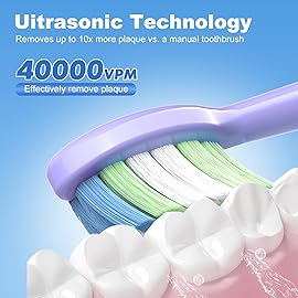 JTF Sonic Electric Toothbrush - with Travel Case and 6 Brush Heads, Fast Charging toothbrushes for 60 Days Long Lasting, 5 Modes Power Toothbrush for Women