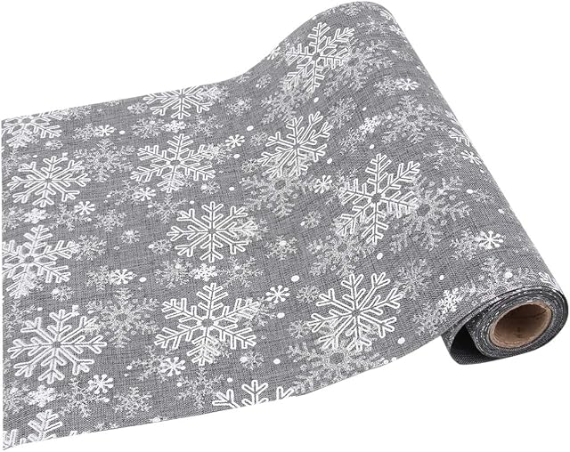 VALICLUD Christmas Table Runner Snowflake Xmas Tree Table Runner Festival Table Runner Holiday Table Decoration Silver