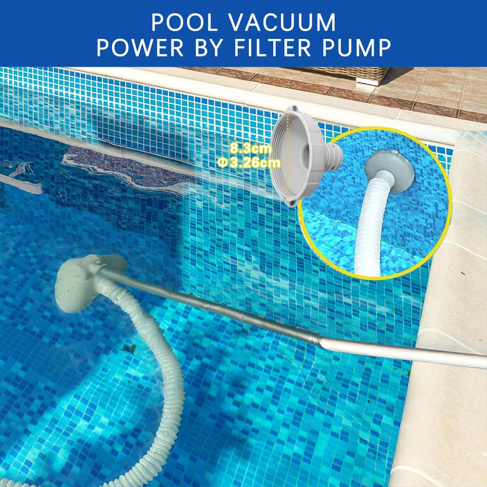 Pool Sauger Boden mit Schlauch 310cm, Poolsauger Bodensauger mit Teleskop Aluminiumstange 155cm, Pool Bodensauger Set, Staubsauger Pool Unterwasser, Pool Reinigung Bodensauger, Pool Boden Reinigen