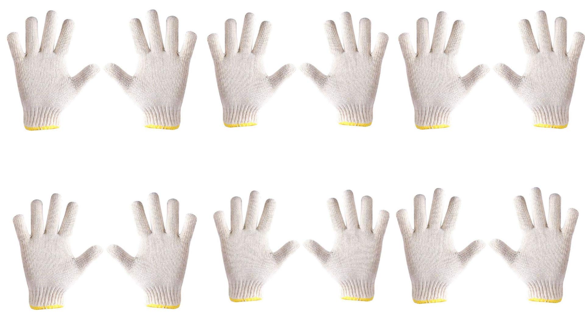 Harddo ® Knitted Cotton Plain Winter/Normal Use Hand Gloves with Shoe Bag (Cream, Free Size) - 6 Pairs