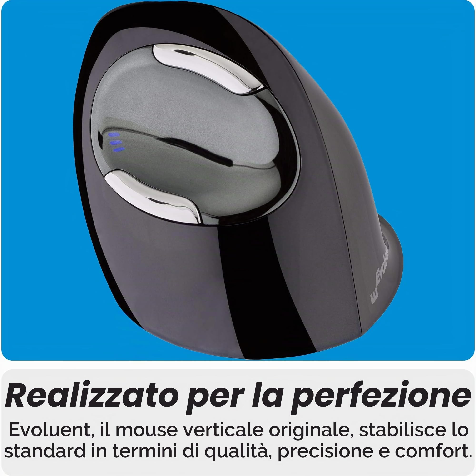 Evoluent Verticalmouse D Large - Mouse Verticale - Ergonomico - Laser - 6 Pulsanti - Wireless - Ricevitore Wireless (usb)