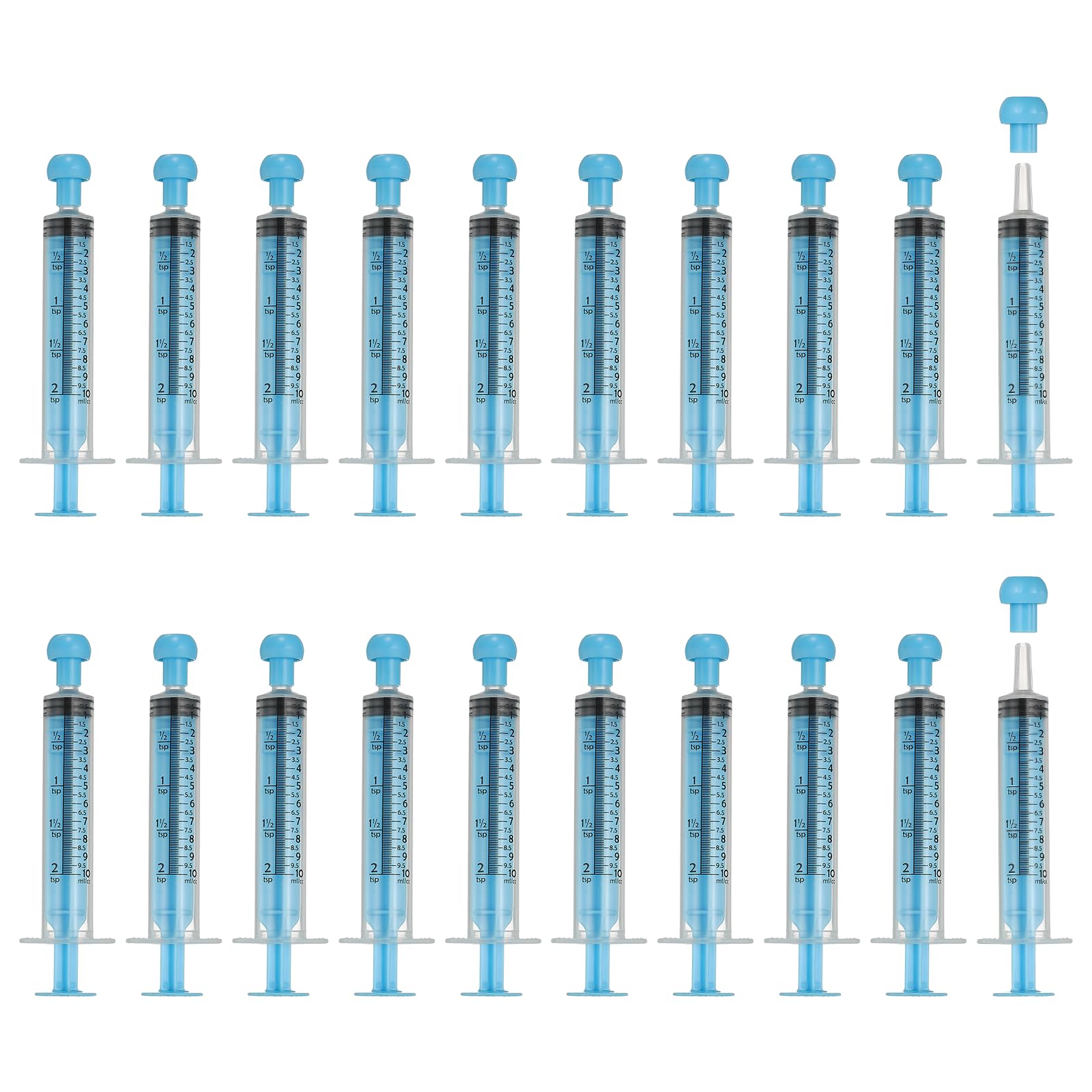 sourcing map Feeding Syringes with Cap, Plastic Syringes for Liquid Pet Feeding Measuring Tool No Needle 10ml, (Blue, 20 Pcs), Intended for Dog/Cat/Rabbits/Small Animal/Scientific Lab