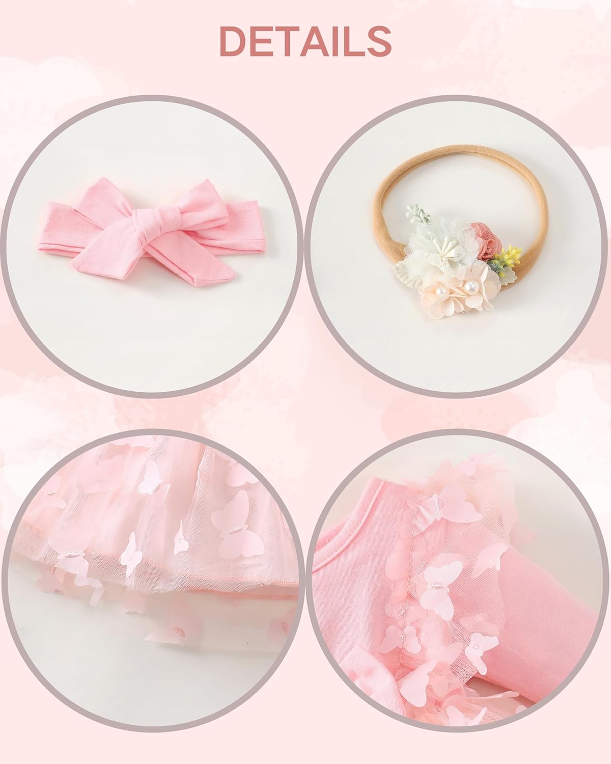 Renotemy Baby Girl Flower Dress Fall Winter, Tutu Tulle Princess Wedding Birthday Party Dresses for Newborn Girls 0-18 Months - Image 5