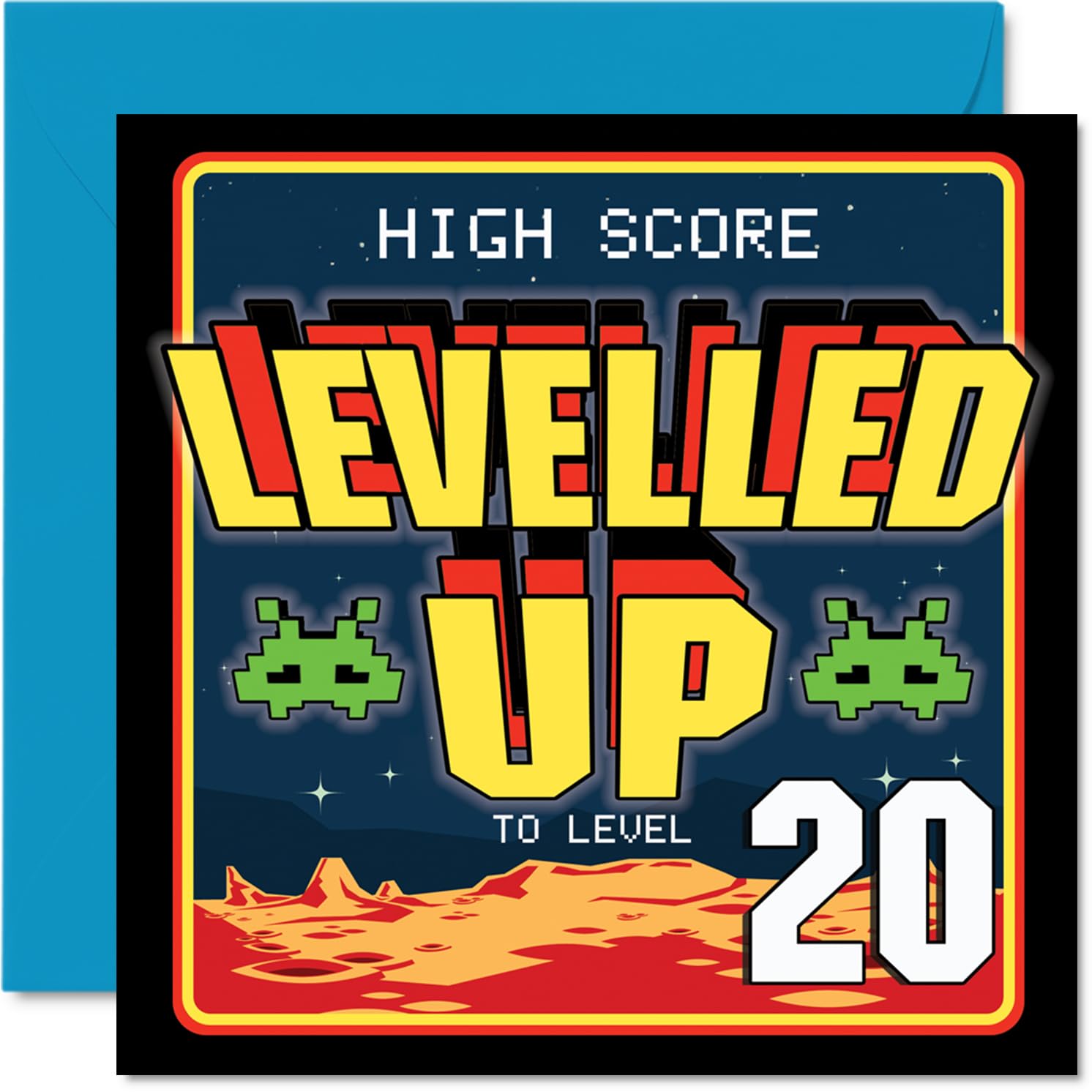 20th Birthday Cards for Men Women - Leveled UP - Happy Birthday Card for 20 Year Old Man Woman Cousin Sister Uncle Daughter, 145mm Bday Greeting Cards