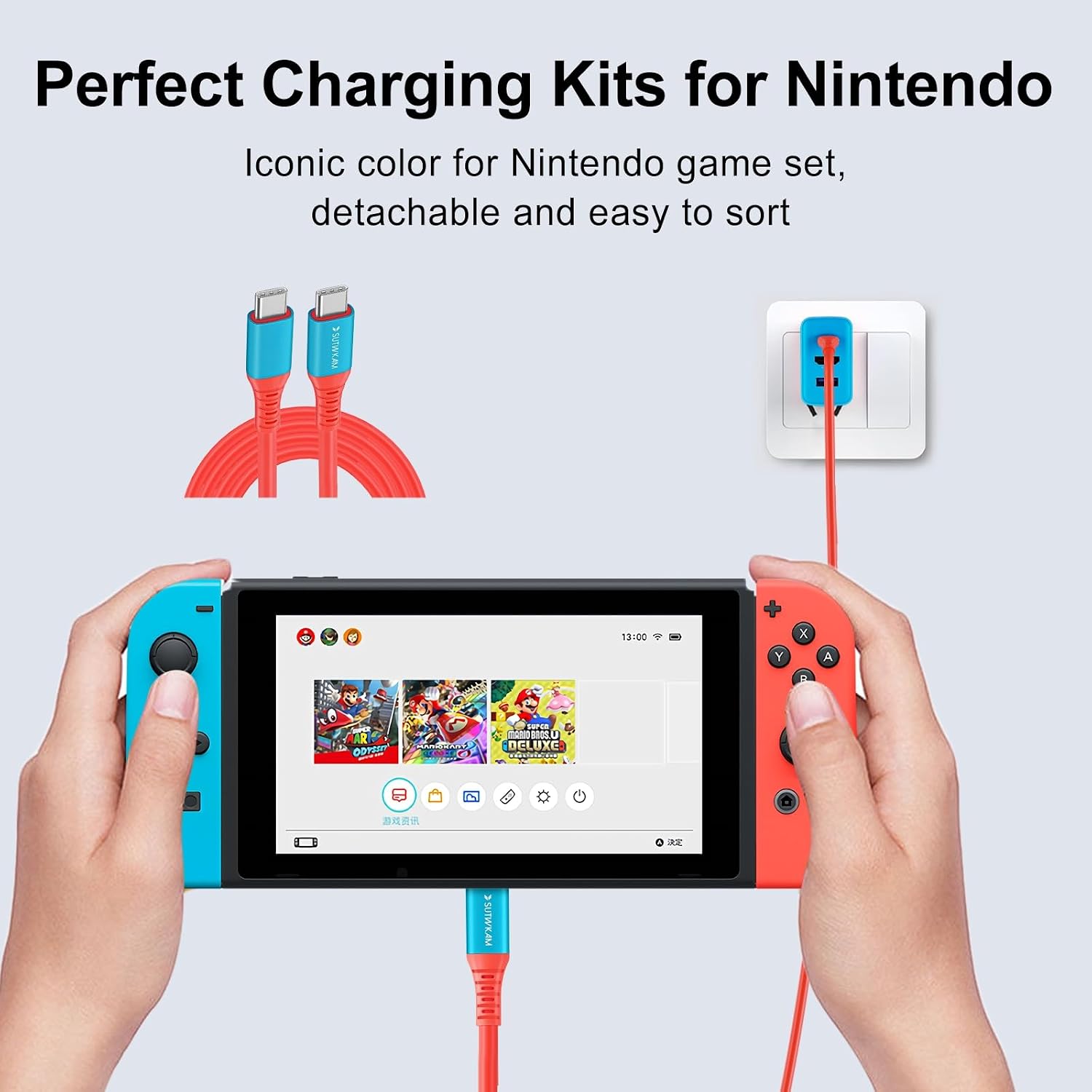 Switch Charger Cable, 100W/20Gbps/4K Video, 3 in 1 Functionality, Compatible with Nintendo Switch, Steam Deck, PS5, iPhone 15, MacBook Pro/Air, iPad Pro & More image 2