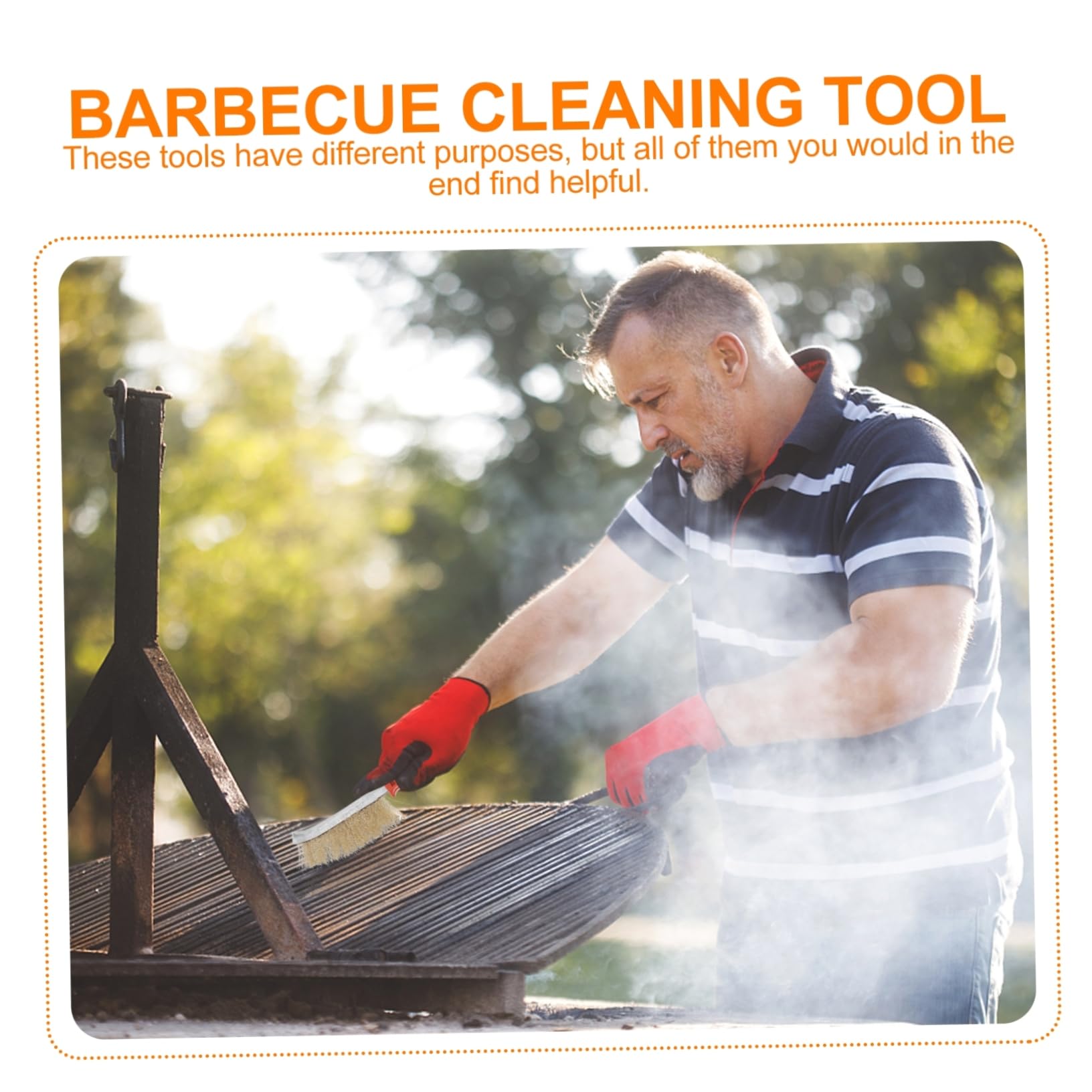 Abaodam 2-Piece BBQ Grill Cleaning Brush Set Wire Brush for Barbecue Multifunctional Home Use Scraper Random Color