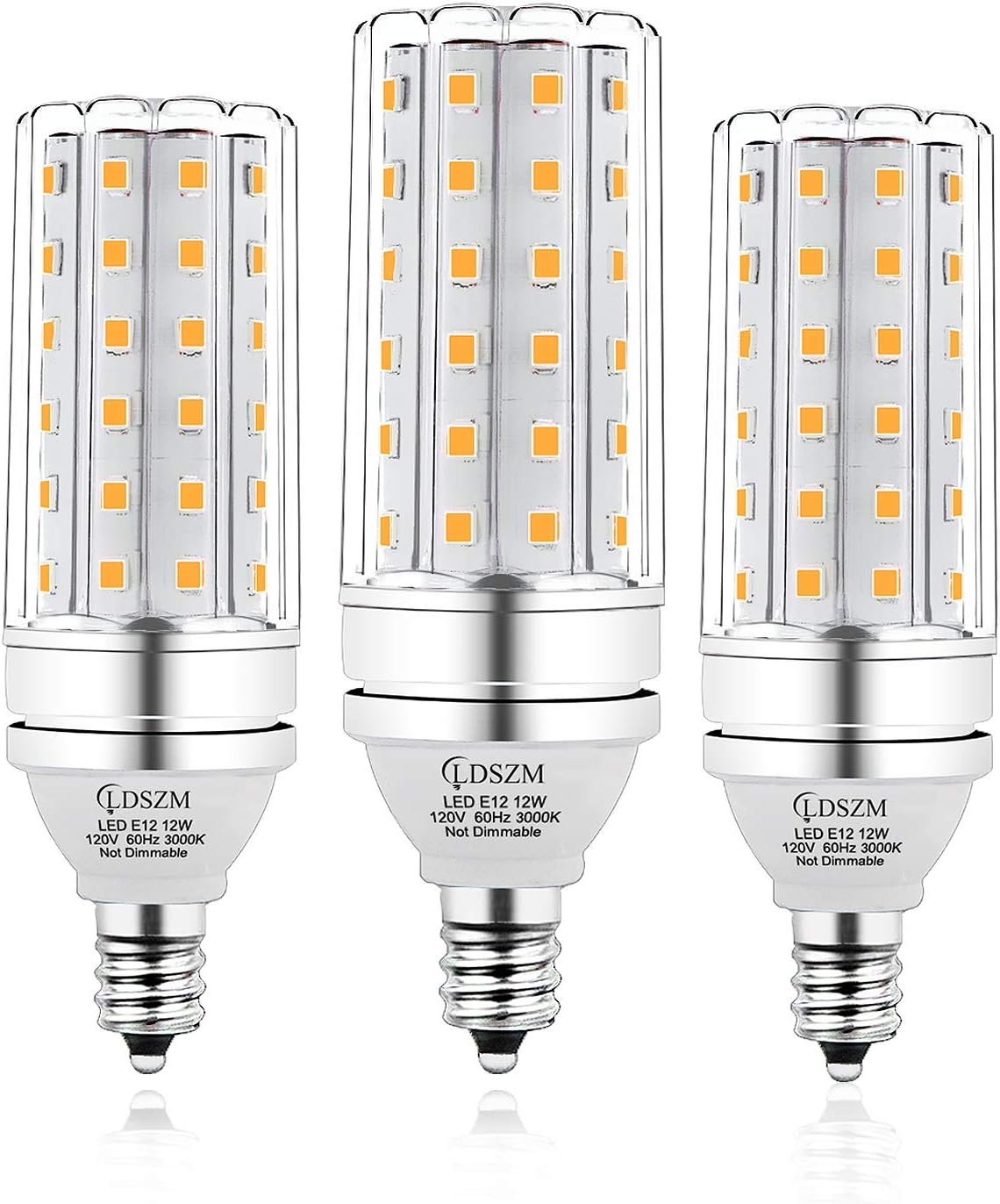 E12 LED Bulbs,12W LED Corn Light Bulb, E12 LED Bulb 100W Equivalent 1200 Lumen 3000K Warm White, Non-Dimmable LED Candelabra Light Bulbs, E12 Candelabra Base Chandelier Light Bulbs, Pack of 3