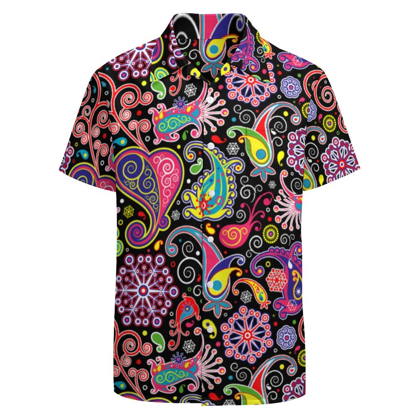 Larsd Men's Colorful Paisley 70S Shirt Paisley Shirts Vintage Floral Button Up Shirt Hippie Clothes 60S Disco Shirt, Xxl