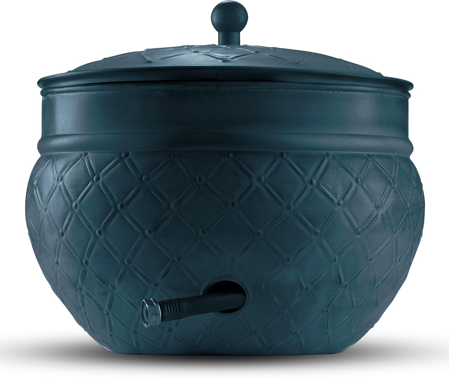 LifeSmart Garden Hose Holder Storage Pot Copper Accents with Lid | Steel Water Hose Container Outdoor or Indoor Use | Expandable Water Hose Hider | Holds 150 ft Hose