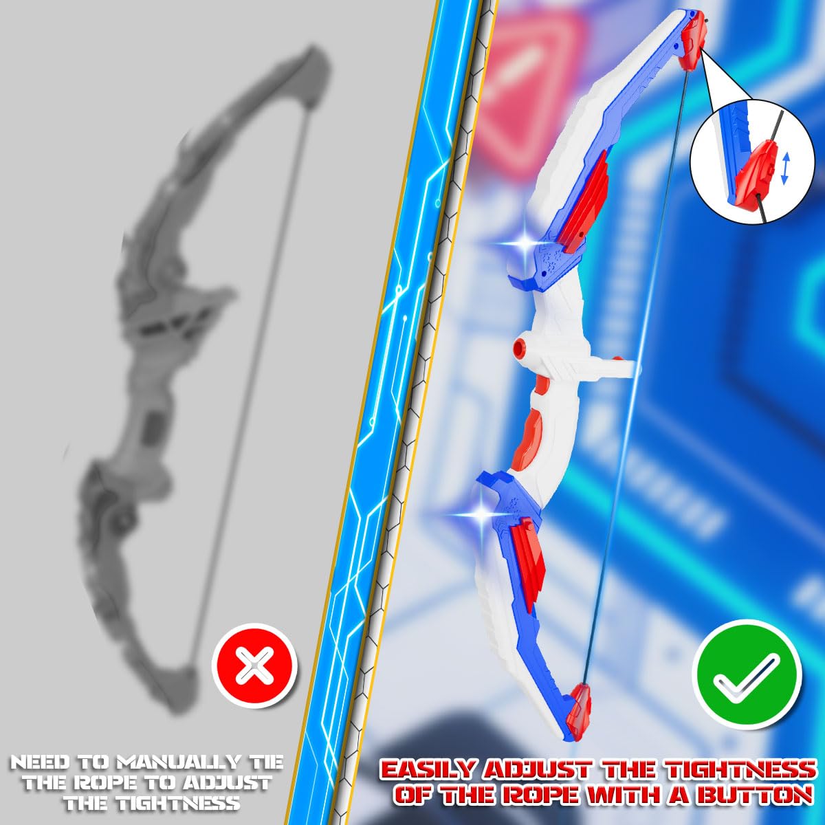 Kids Bow and Arrow Set, LED Light Up Archery Toy Set with 10 Suction Cup Arrows, 2 Target & Quiver, Indoor and Outdoor Toys Sport Gifts for Kids, Boys & Girls Ages 5 6 7 8 9 10 11 12