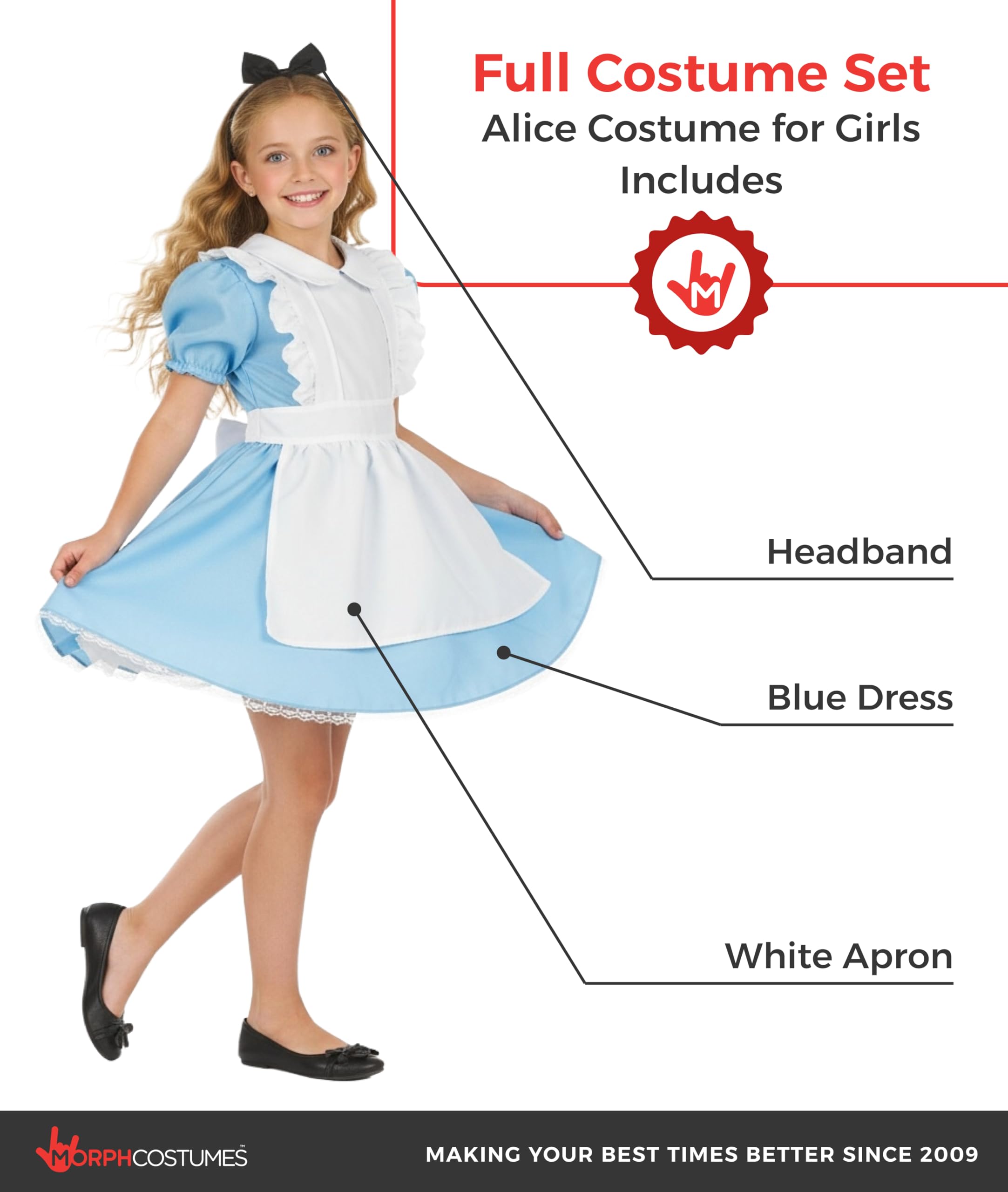Fun Shack Costume Alice Bambina, Vestito Alice Delle Meraviglie per Carnevale, Abito da Wonderland per Bambine