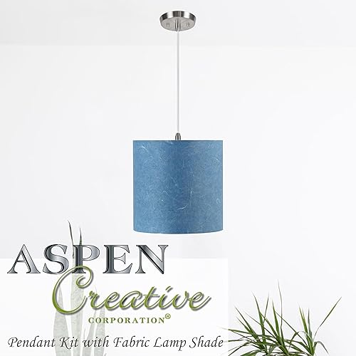 Miniatura 4 de Aspen Creative, Gris, 72625-11 Lámpara colgante de techo con pantalla de tela imperio de tapa dura de transición, 12 pulgadas de ancho