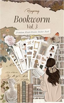 Rongrong Bookworm Planner Stickers Book Volume 3 Theme for Planners, Calendars, Journals Perfect for Book Lovers Scrapbook Accessories 24 Pages