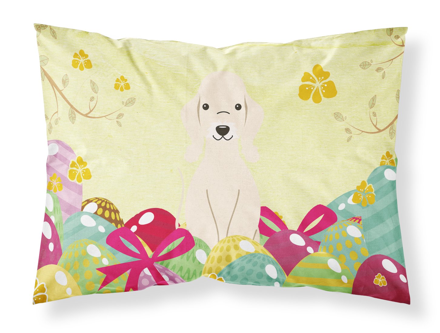 Taie d'oreiller imprimée Bedlington Terrier Sandy motif Pâques