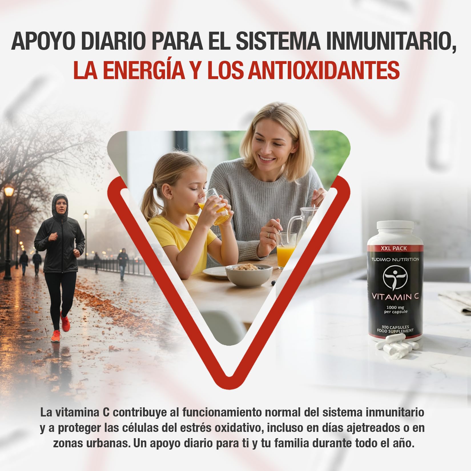 Vitamina C 1000 mg Capsulas - 300 Cápsulas (10 Meses de provisión) de Desintegración Rapida, Vit C 1000mg de Polvo de Acido L Ascorbico Puro en Paquete Familiar XXL (Ascorbic Acid Supplement)