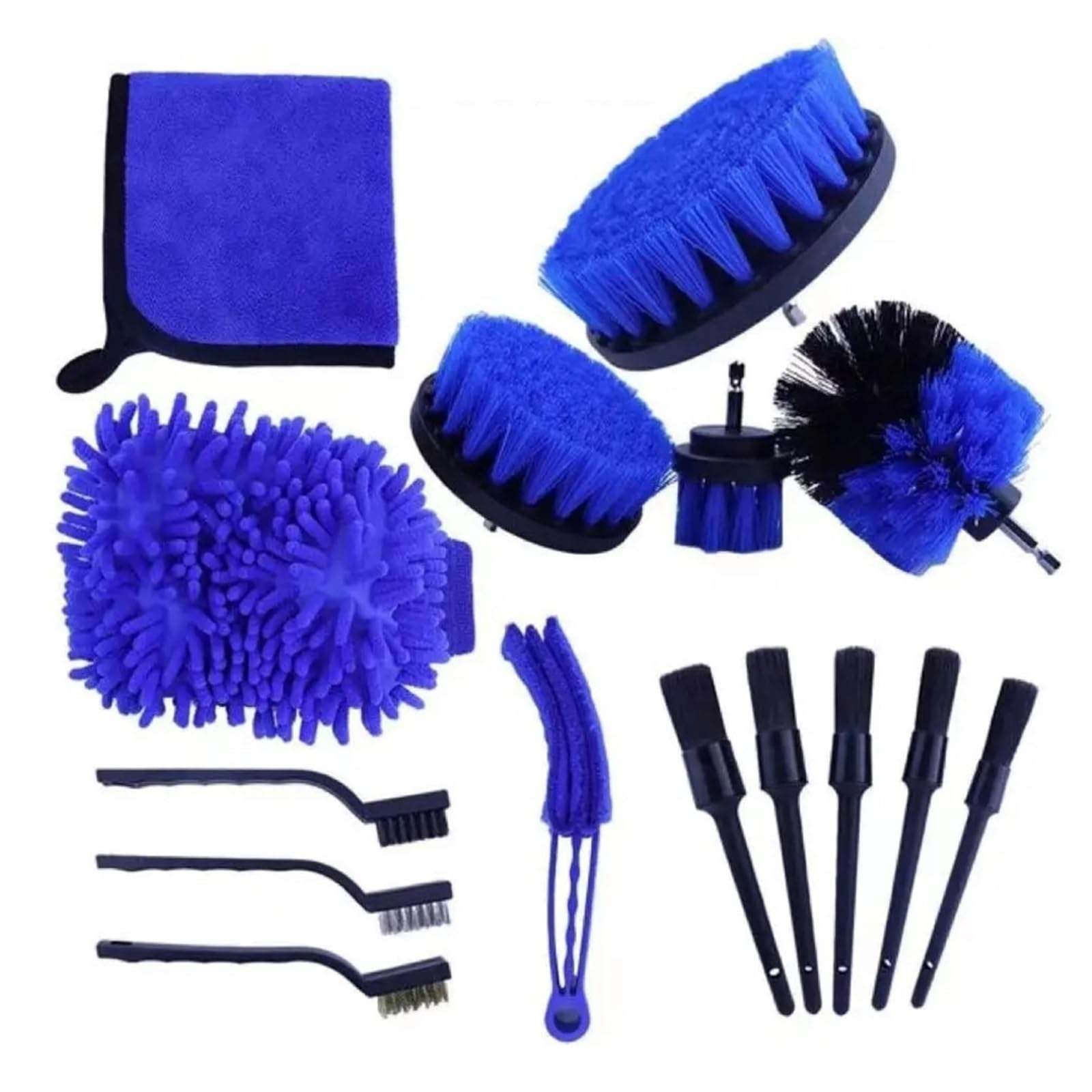 Kit de herramientas limpieza coche, juego cepillos for detalles con bolsa transporte, for interior y exterior(15pcs)