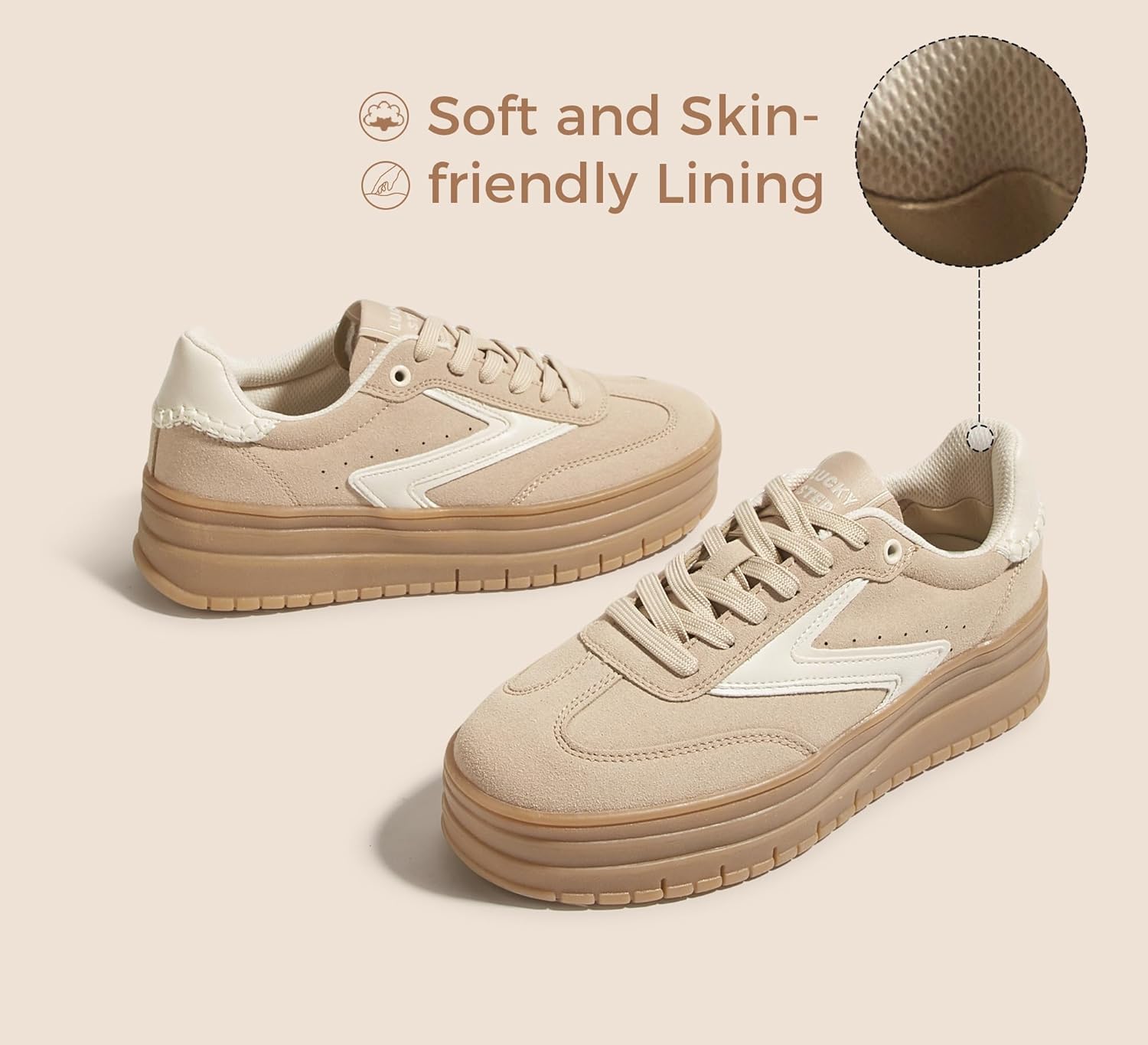 LUCKY STEP Women's Platform Sneakers Gum Sole Suede Casual Classic Retro Rubber Thick Sole Trendy Fashion Tennis Walking Shoes - Image 7